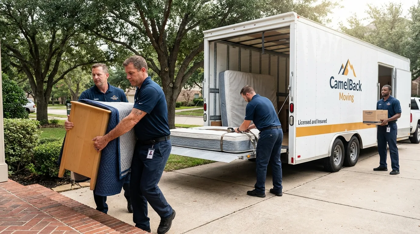 Crew loading residential truck for cross-state move from Dothan, AL
